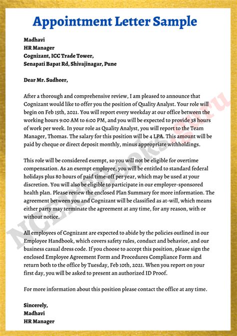 How to Write an Appointment Letter: Format, Sample & Template.